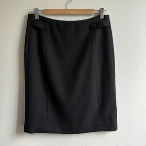 J.Crew wool black pencil skirt with button detail women’s US 6
